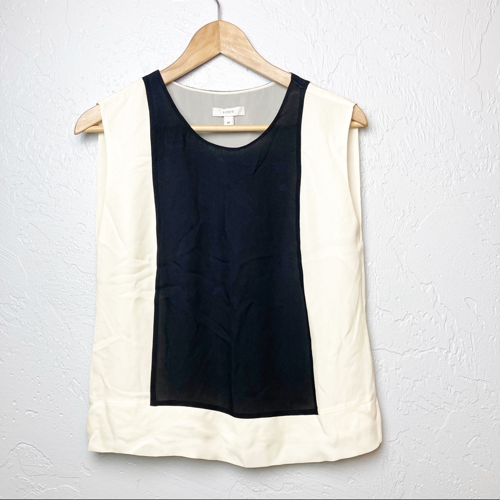 J Crew Black and Cream Sleeveless Top
